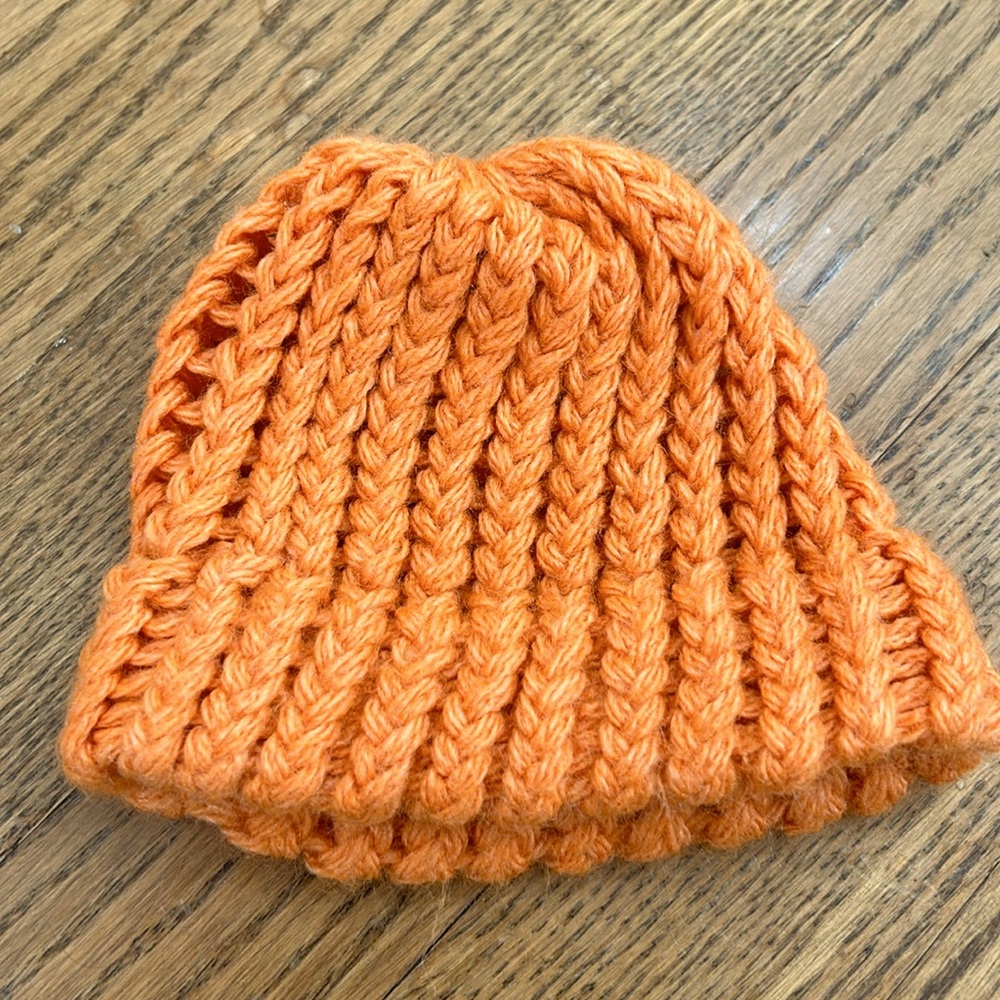 Handmade baby knit hat pumpkin orange newborn